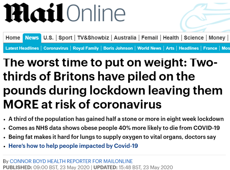 dailymail headline covid19 overweight during lockdown